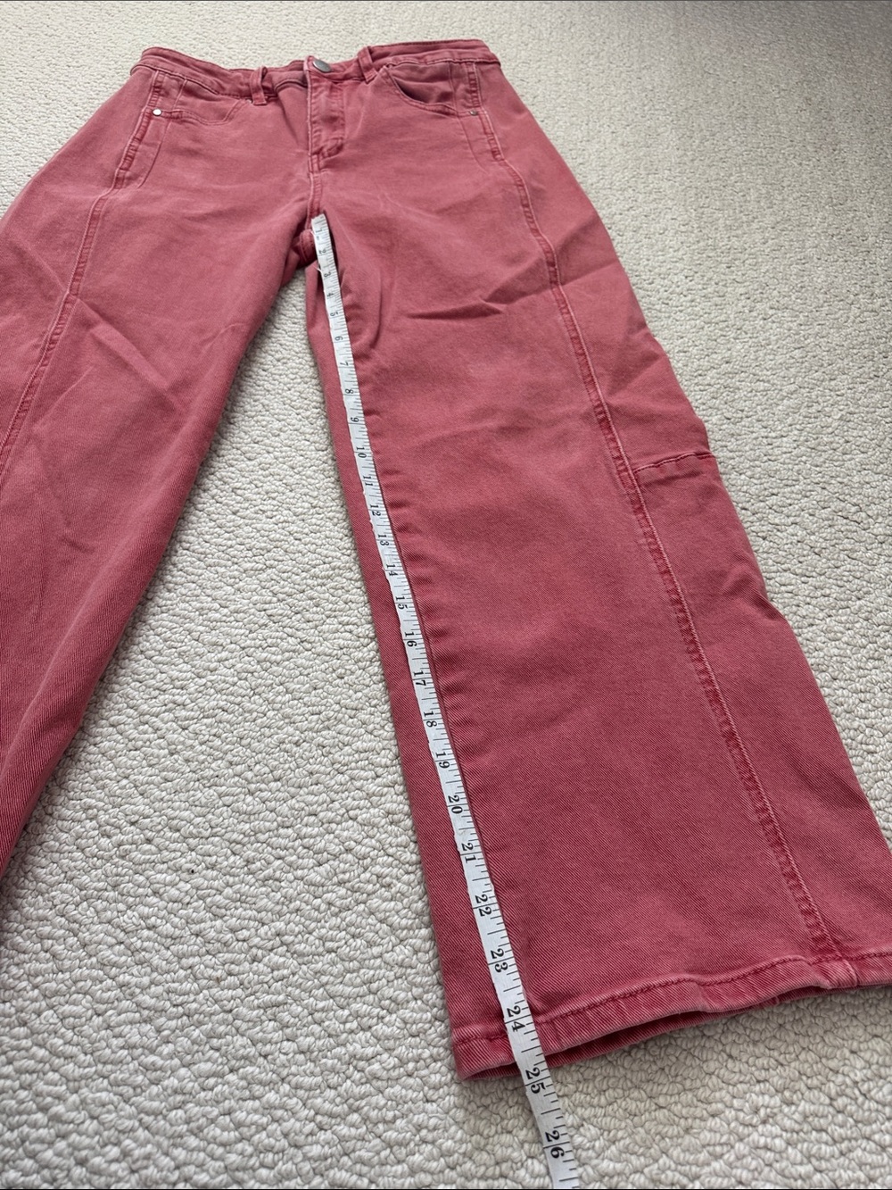 Risen Cropped Jeans High-Rise Rust Peach Denim - Picture 8 of 9